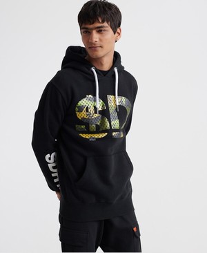 Superdry Premium Férfi Kapucnis Pulóver Fekete | QIJXT6517